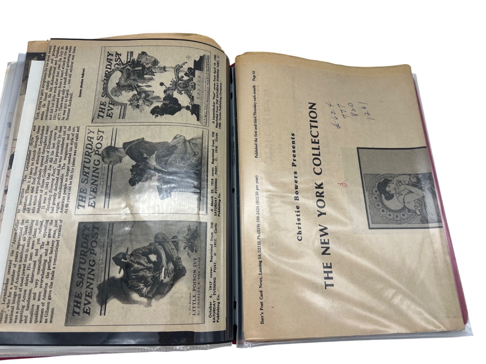 Vintage Postcard & Book Collector Reference Binder Ephemera Magazines Newsletter