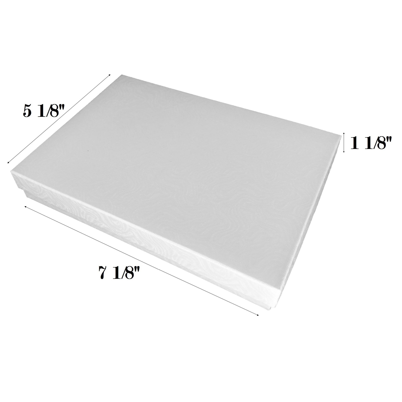 100 White Swirl Cotton Filled Jewelry Boxes 3 1/4" x 2 1/4" x 1"H