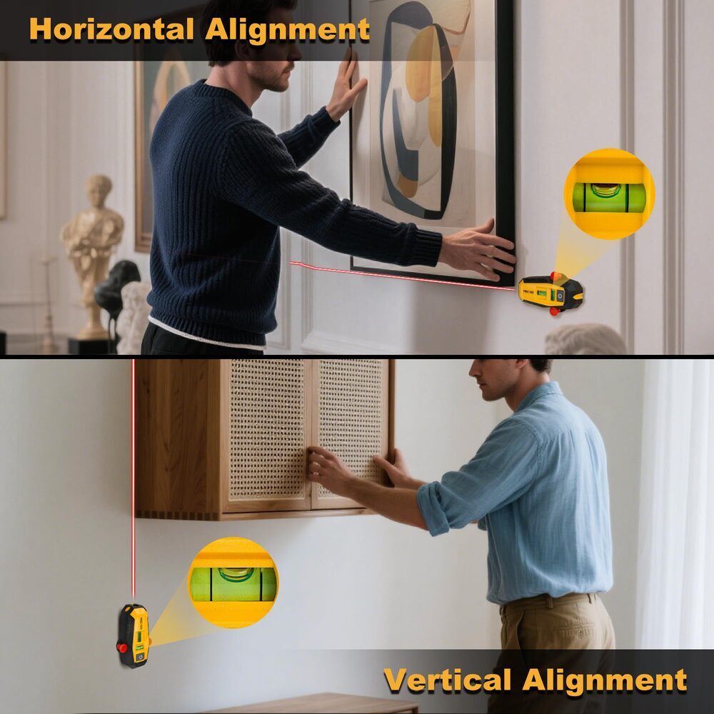 PREXISO 2-in-1 Magnetic Stud Finder with Laser Level Compact Wood&Metal Detector