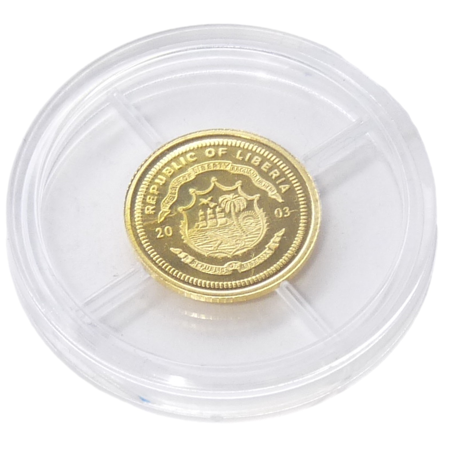 2003 Liberia $25 World's Smallest Gold Coin Cleopatra .999 Fine Gold w/ COA