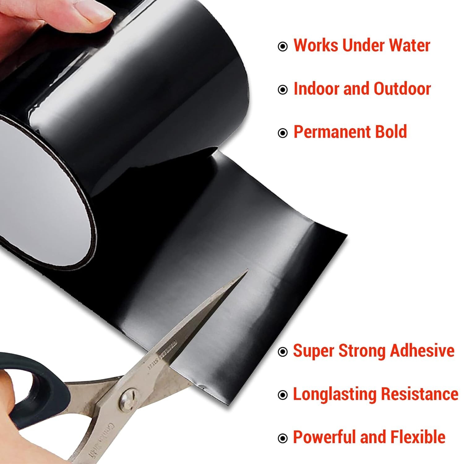 Flex Waterproof Rubberized Tape Stop Leak Seal Tape Repair Patch 4" X 5Ft Black