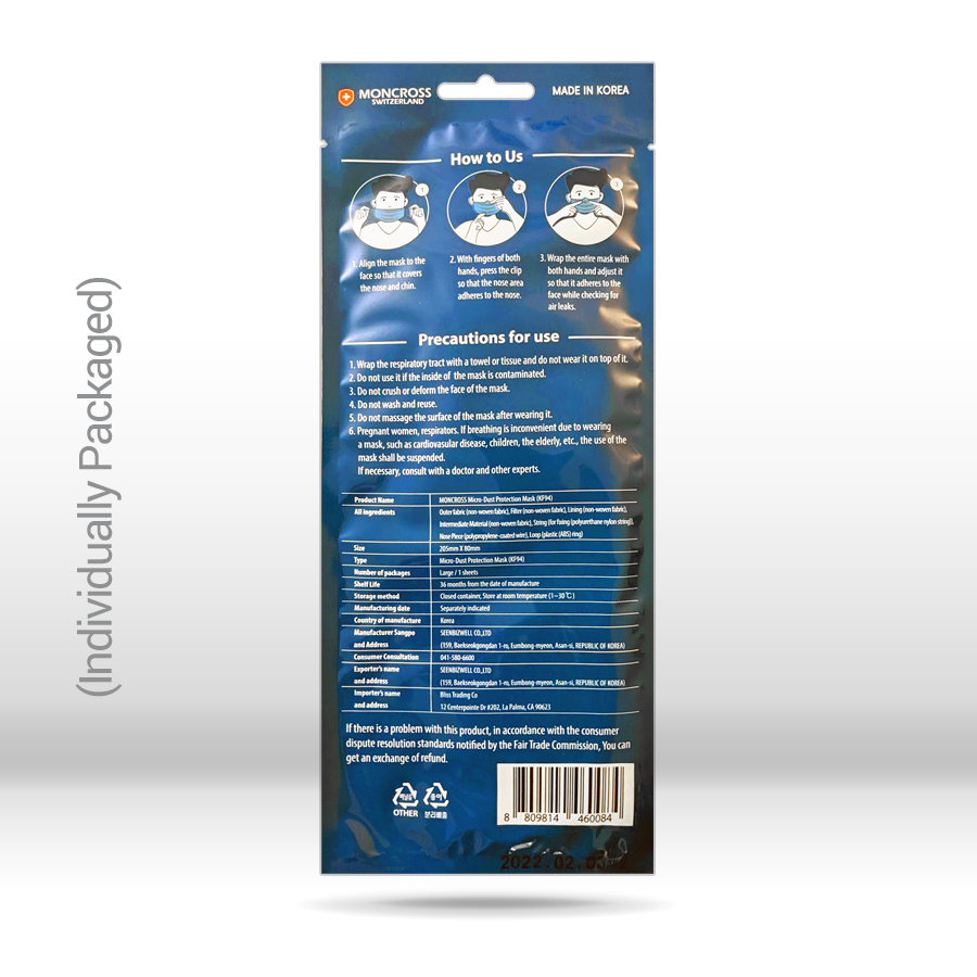 10/50/100 BLACK KF94 Disposable Face Masks 4 Layers Filters 95%+ PFE & BFE KN95