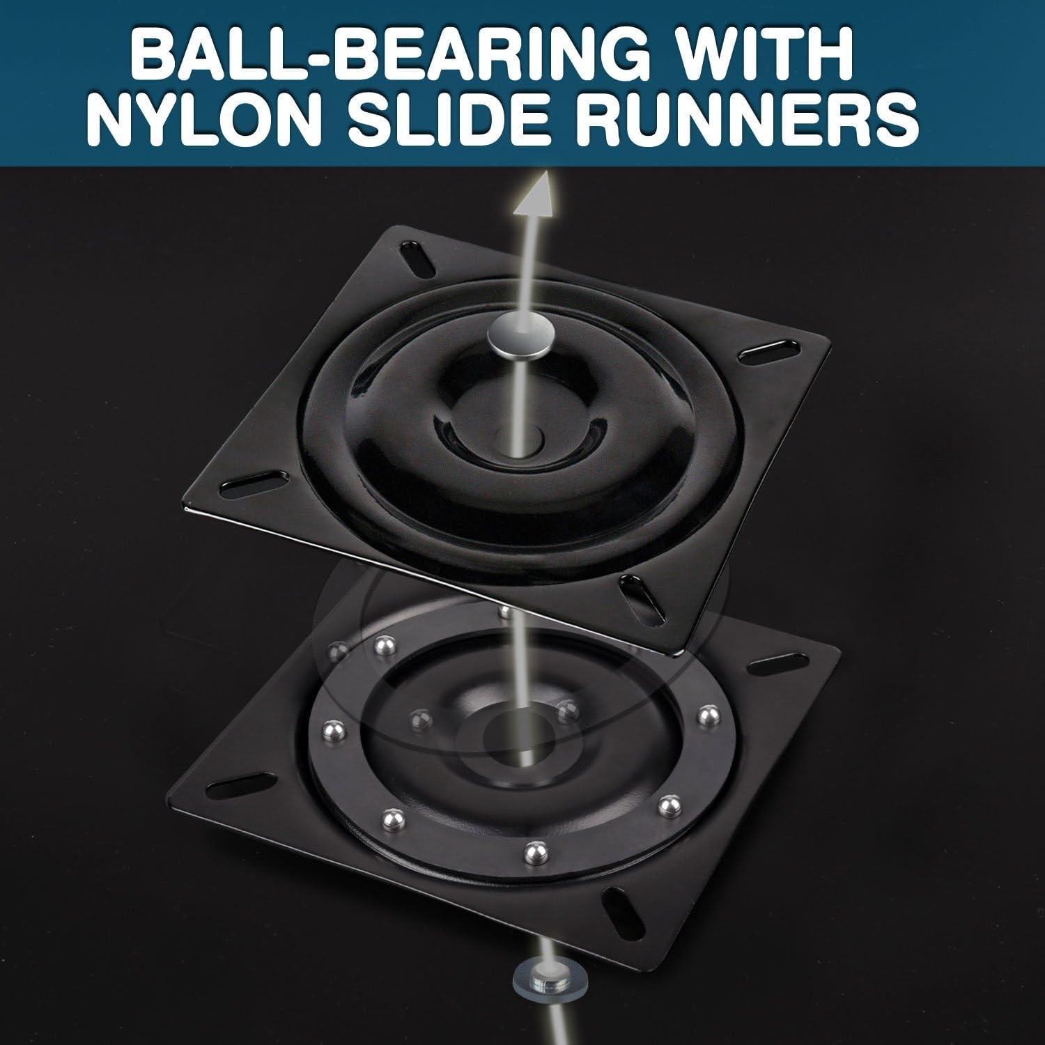 Bar Stool Swivel Plate Replacement, Square Mechanism for BLACK