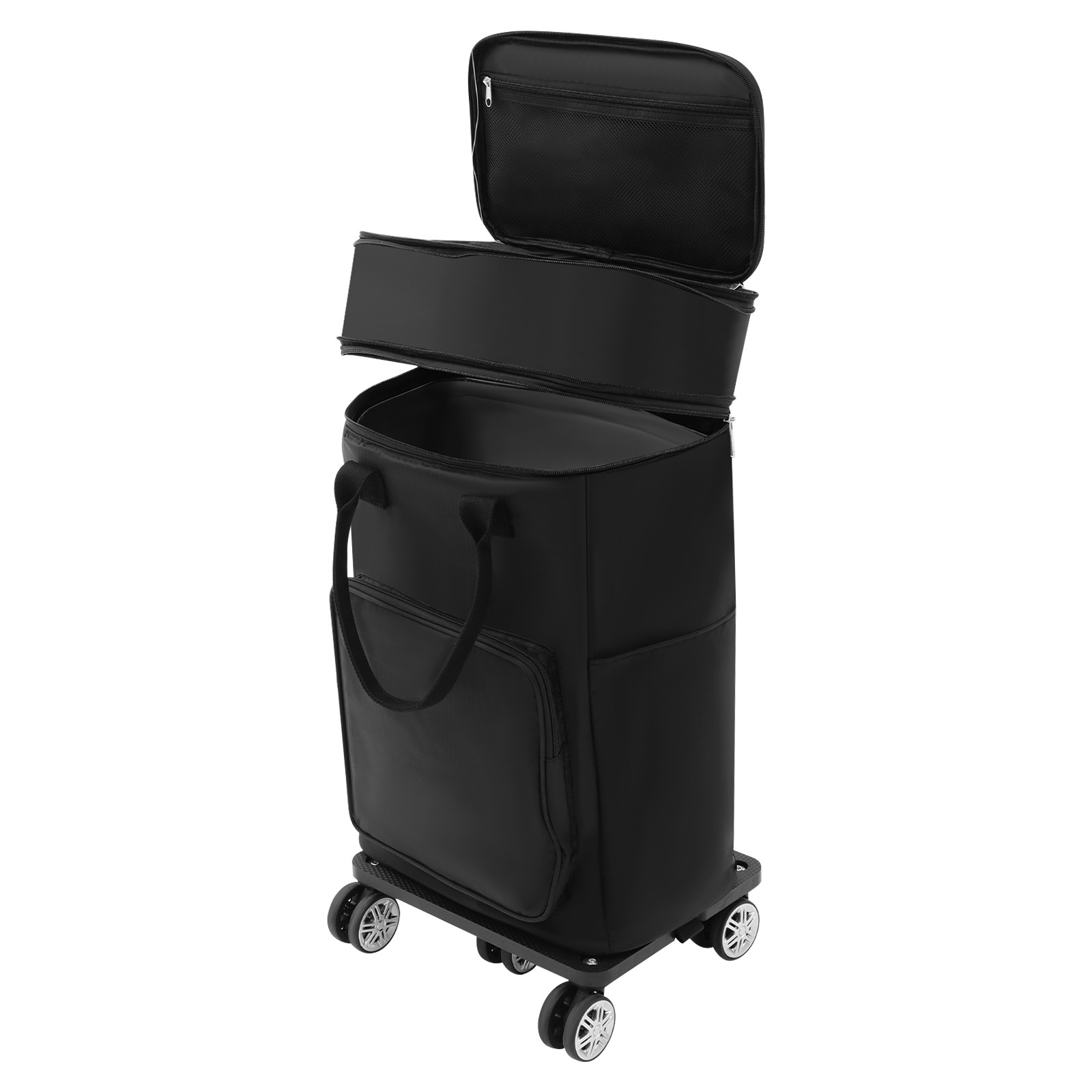 2 In 1 Shopping Cart With Wheels Grocery Cart Black Portable Utility Dolly Cart