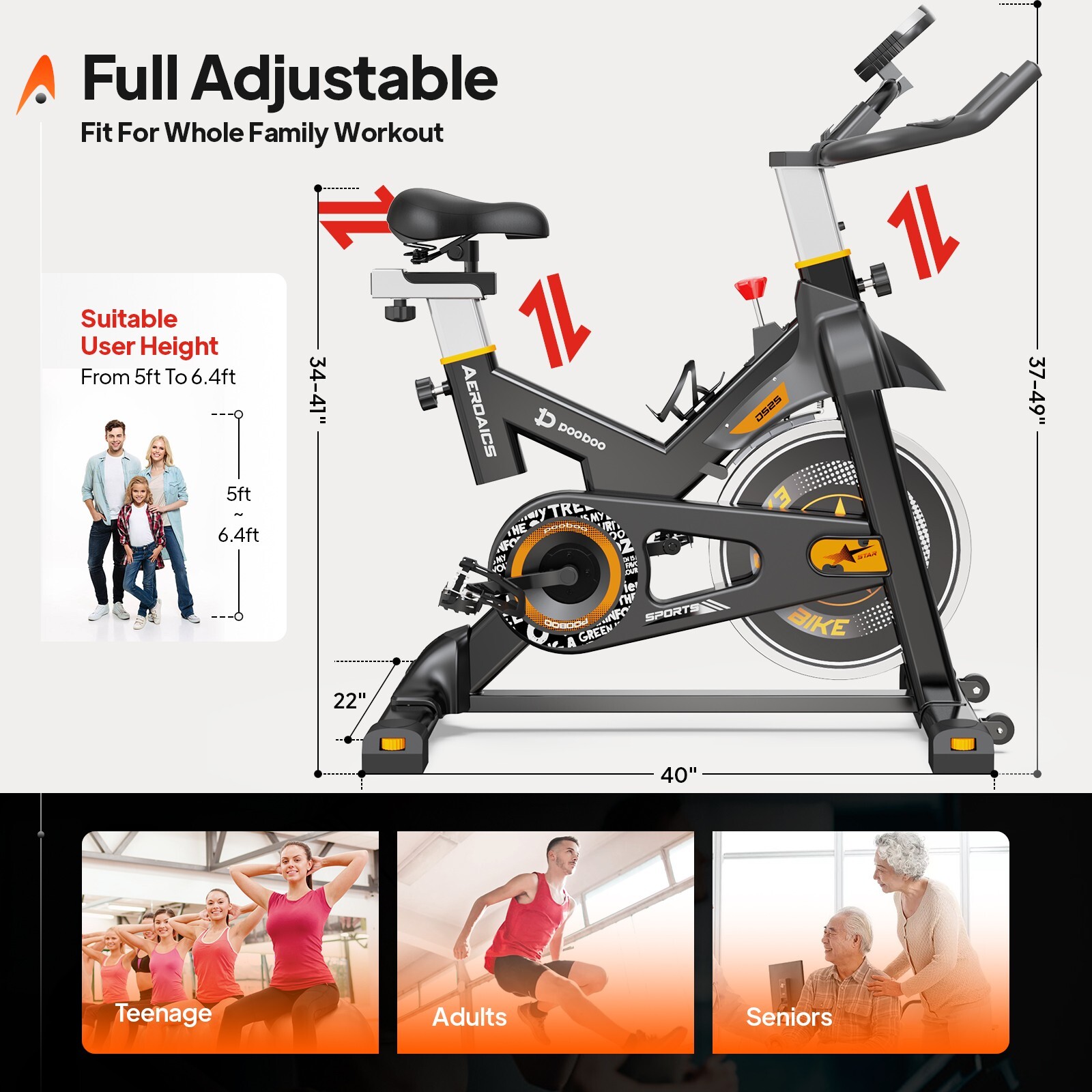 Pooboo Magnetic Resistance Indoor Cycling Bike Stationary Exercise Bike Workout