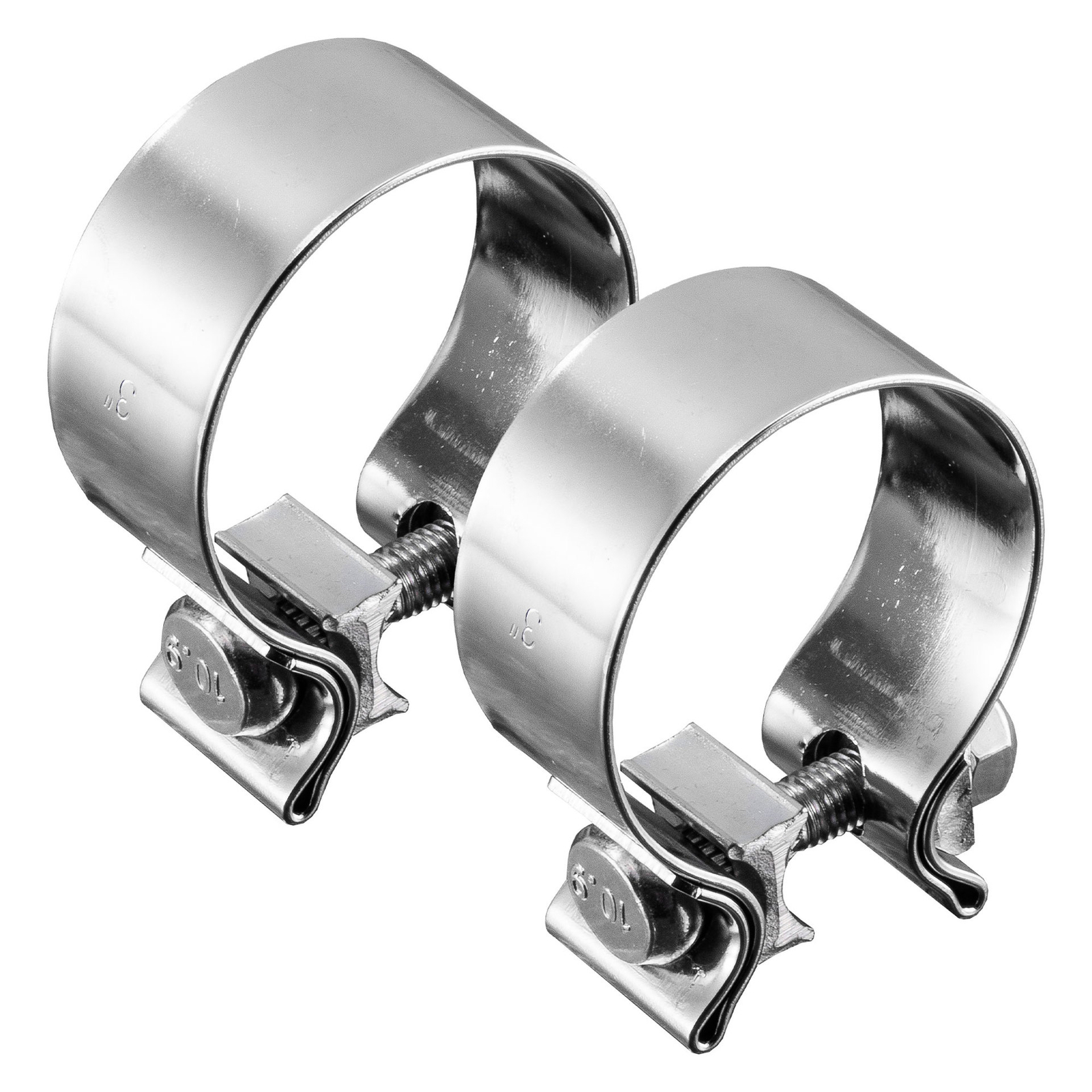 2X Stainless Steel 3" Exhaust Clamp Narrow Band Muffler Clamp for Pipe Muffler.