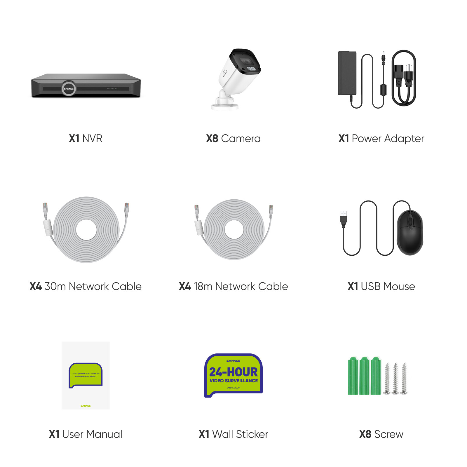 SANNCE 5MP POE Audio Recording Security Camera System 8CH NVR AI Human Detection