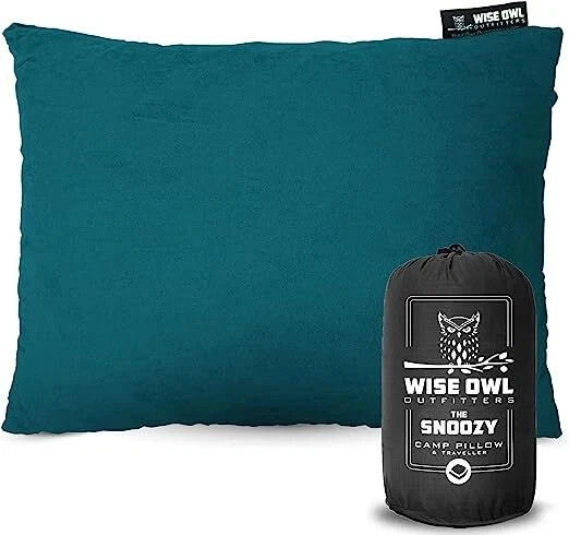 Wise Owl Outfitters Memory Foam Washable camping,Travel Pillow - Medium, Green
