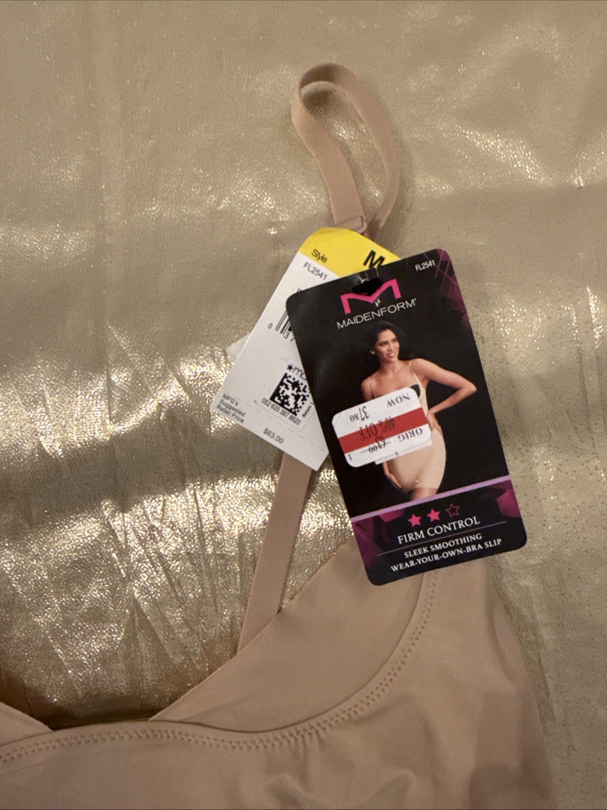 NWT Madenform Wear Your Own Bra Slip Built in Panty Firm Control Beige Size M