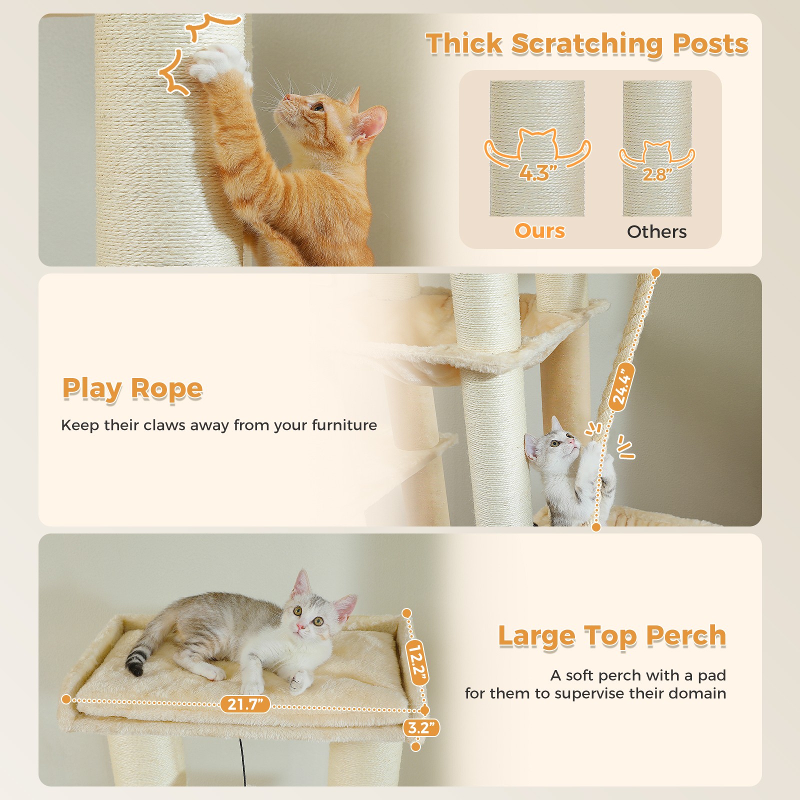 PAWZ Road Maine Coon Cat Tree 67-Inch Heavy Duty Cat Tower for Indoor Large Cats