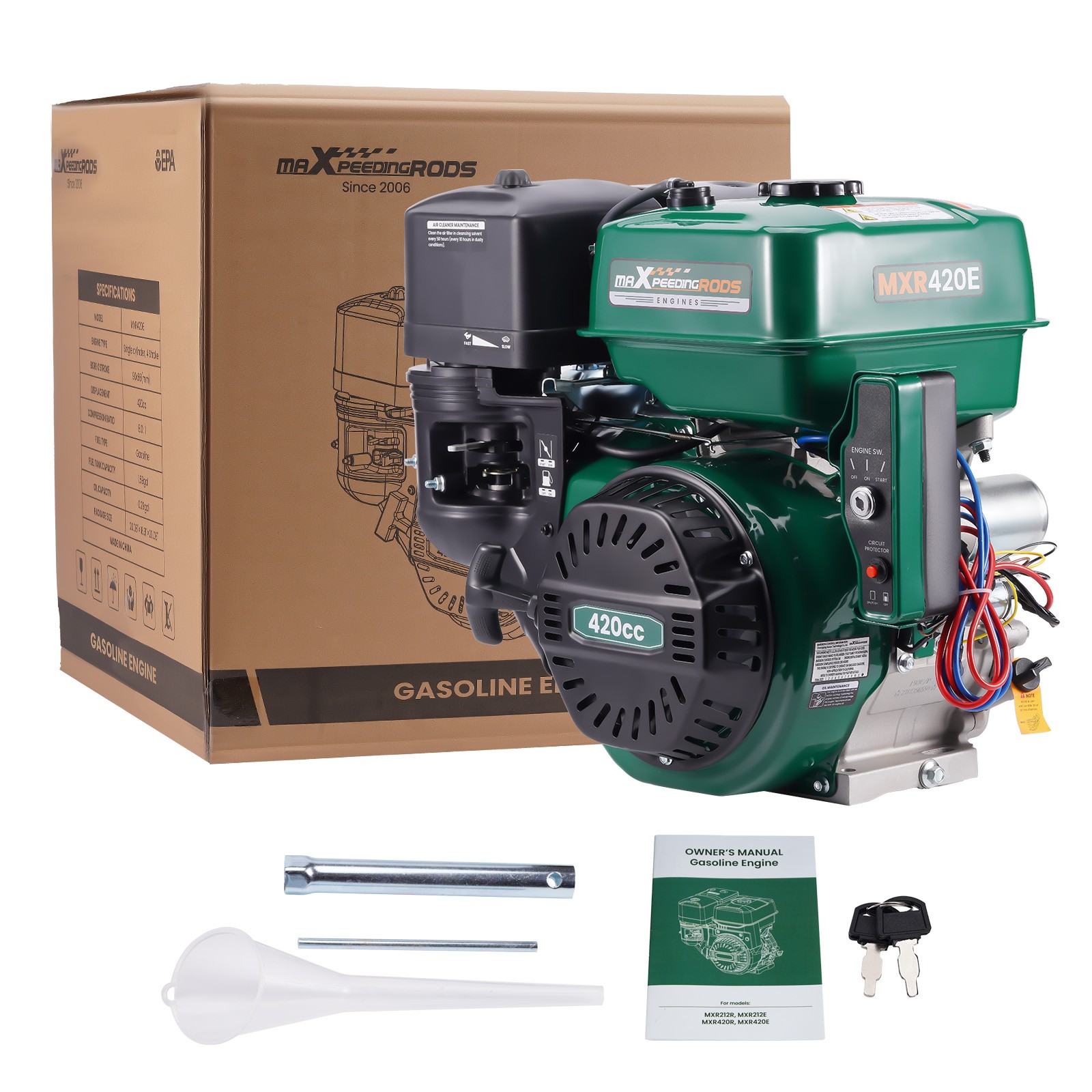 Engine OHV Horizontal Gas Engine Motor 420cc 15HP Electric Start Water Pumps