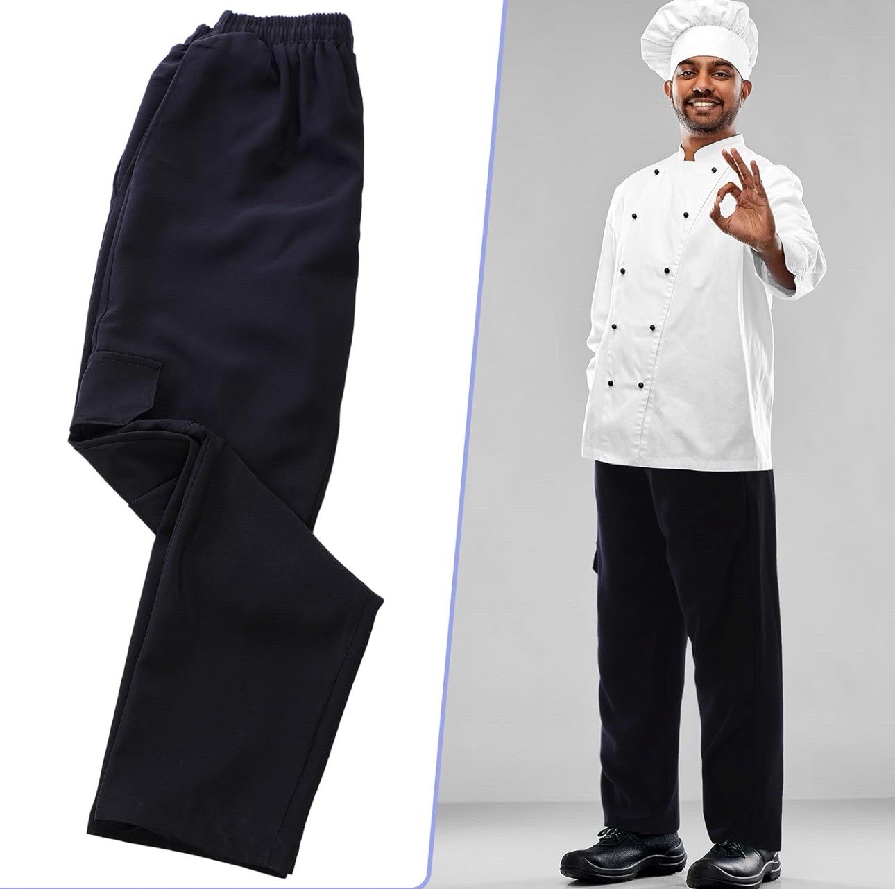 3 pc (3 pair) New Black baggy chef pants LARGE