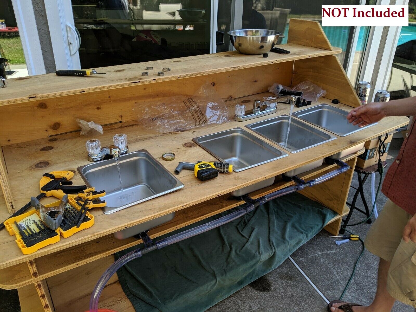 4 LARGE Compartment Concession Sinks, 3 Dish & 1 Hand Washing Sink