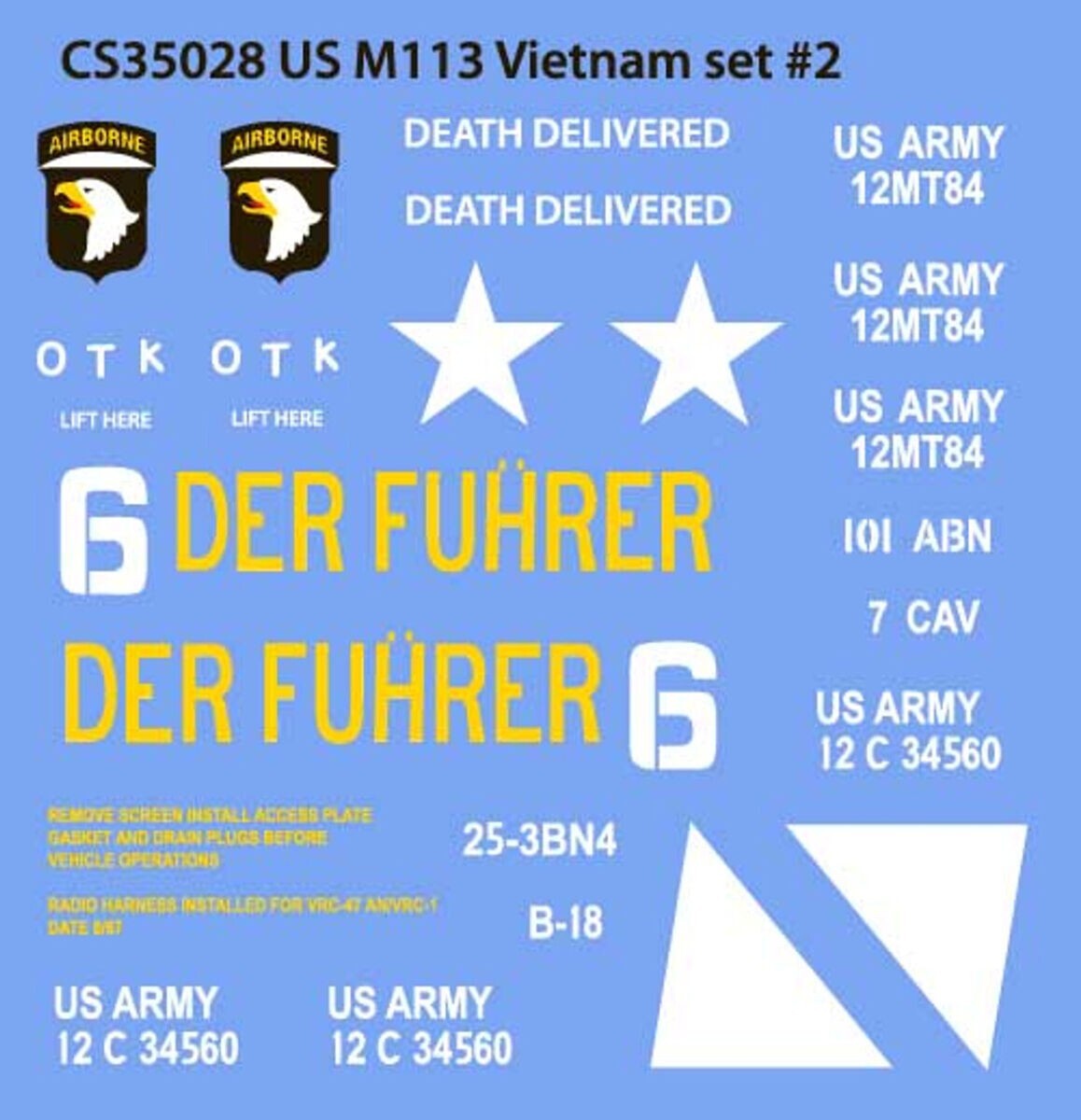 Callsign 1/35 US M113 APCs In Vietnam #2 Der Fuhrer 101st Death Delivered Decals
