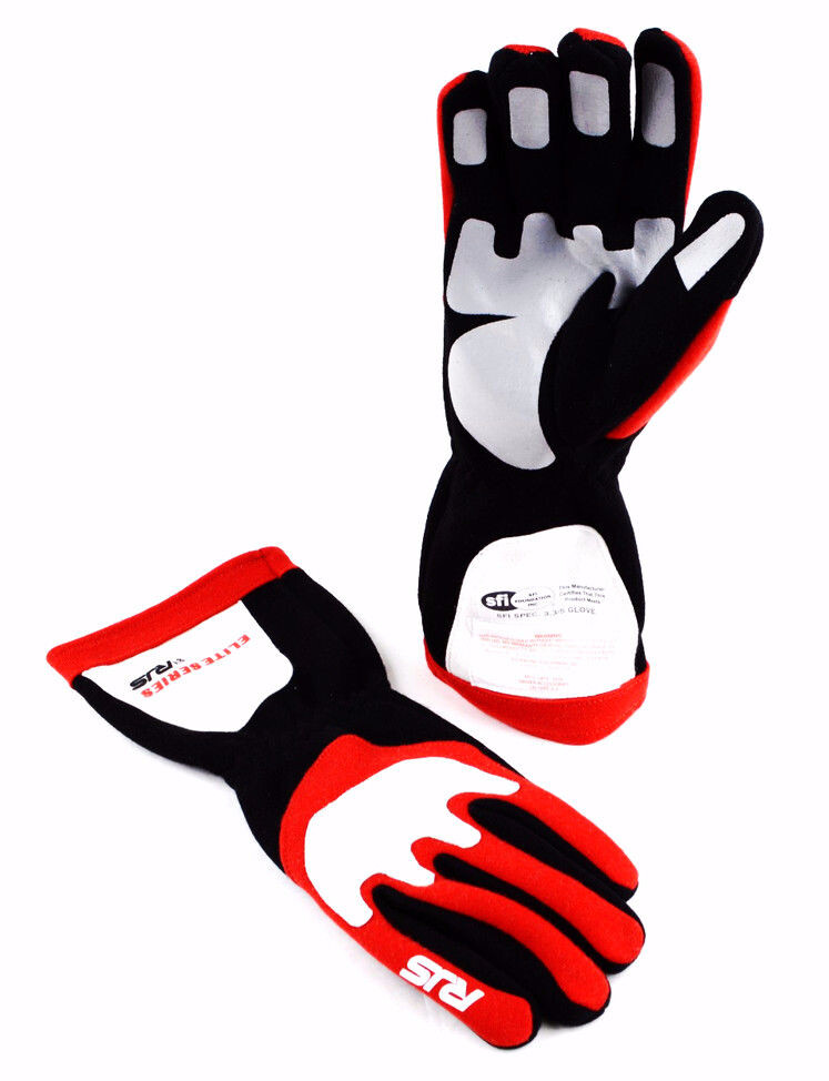 RJS RACING SFI 3.3/5 ELITE DRIVING RACING GLOVES RED SIZE X LARGE 600030131
