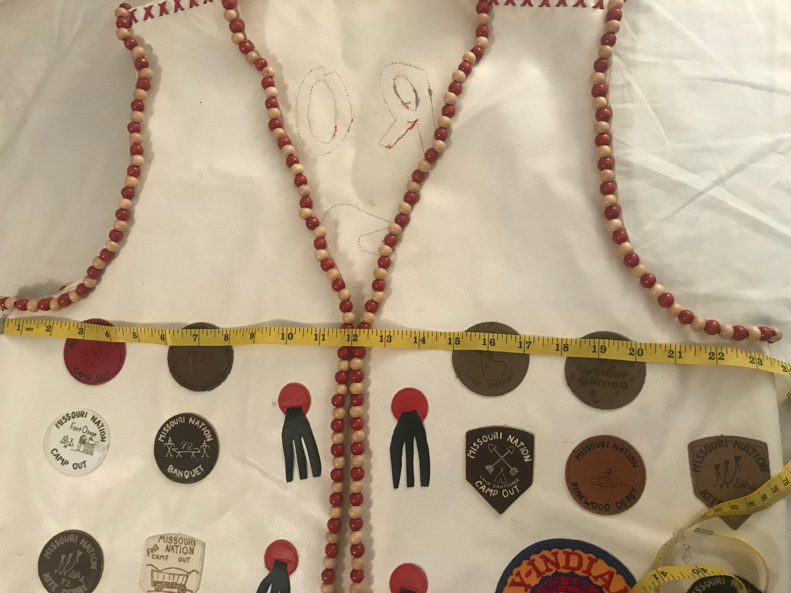 2 leather vests w/beads-Adult & Child-Crow-Powwow Regalia-1970s-Missouri Nation