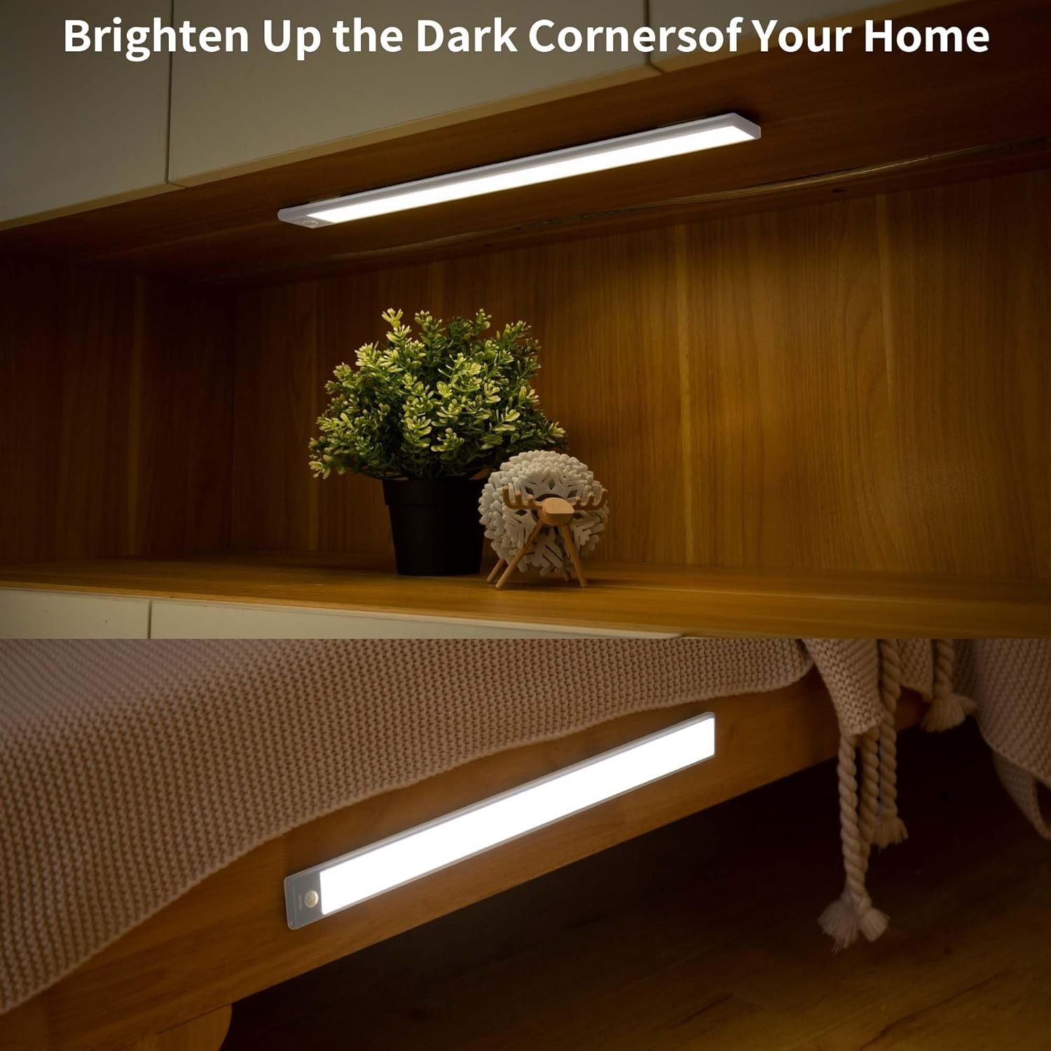 3-Pack LED Under Cabinet Lamp, Rechargeable Motion Sensor, 3 Color Dimmable