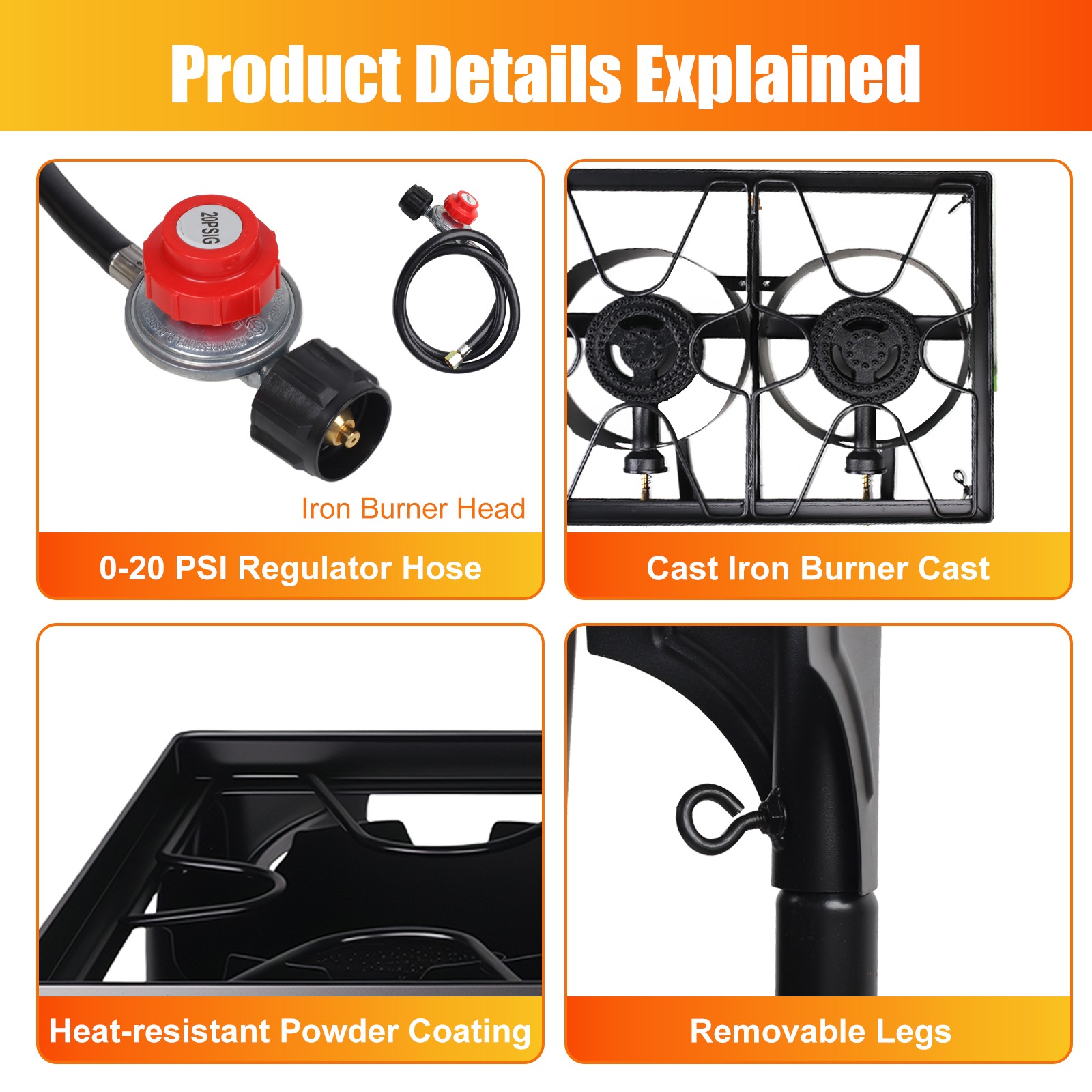 Hot 225000 BTU Propane Stove 3 Burner Gas Outdoor Portable Camping BBQ Grill US