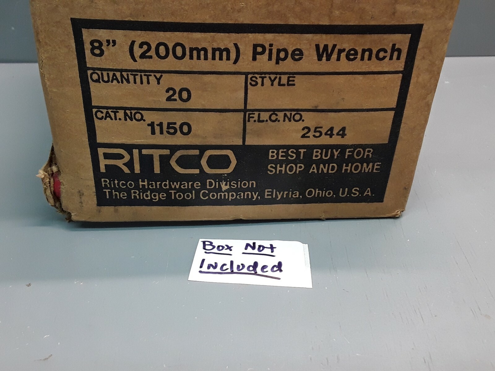 Ridgid RITCO 8" Pipe Wrench 1150 (23392) I-Beam Handle New Old Stock USA