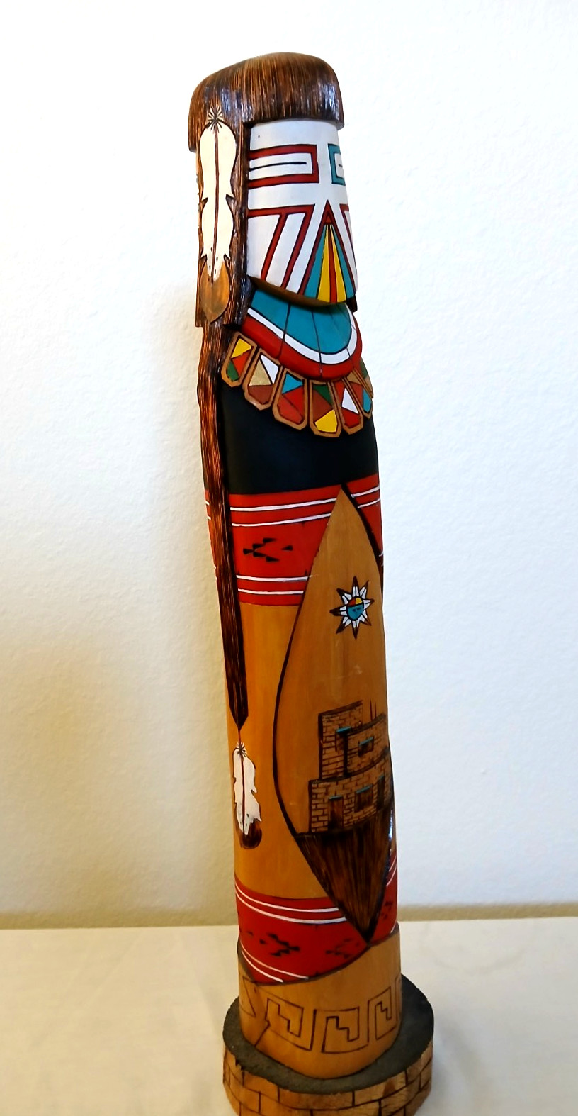 Authentic Hopi Navajo Fully Carved Cottonwood Shalaka Kachina 23" Stenson Walker