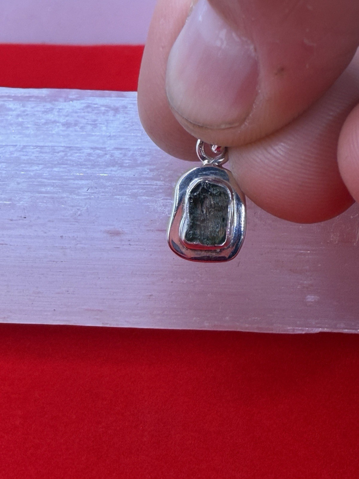 Moldavite Tektite Pendant, Czech Republic, Authentic Moldavite, 1.67g