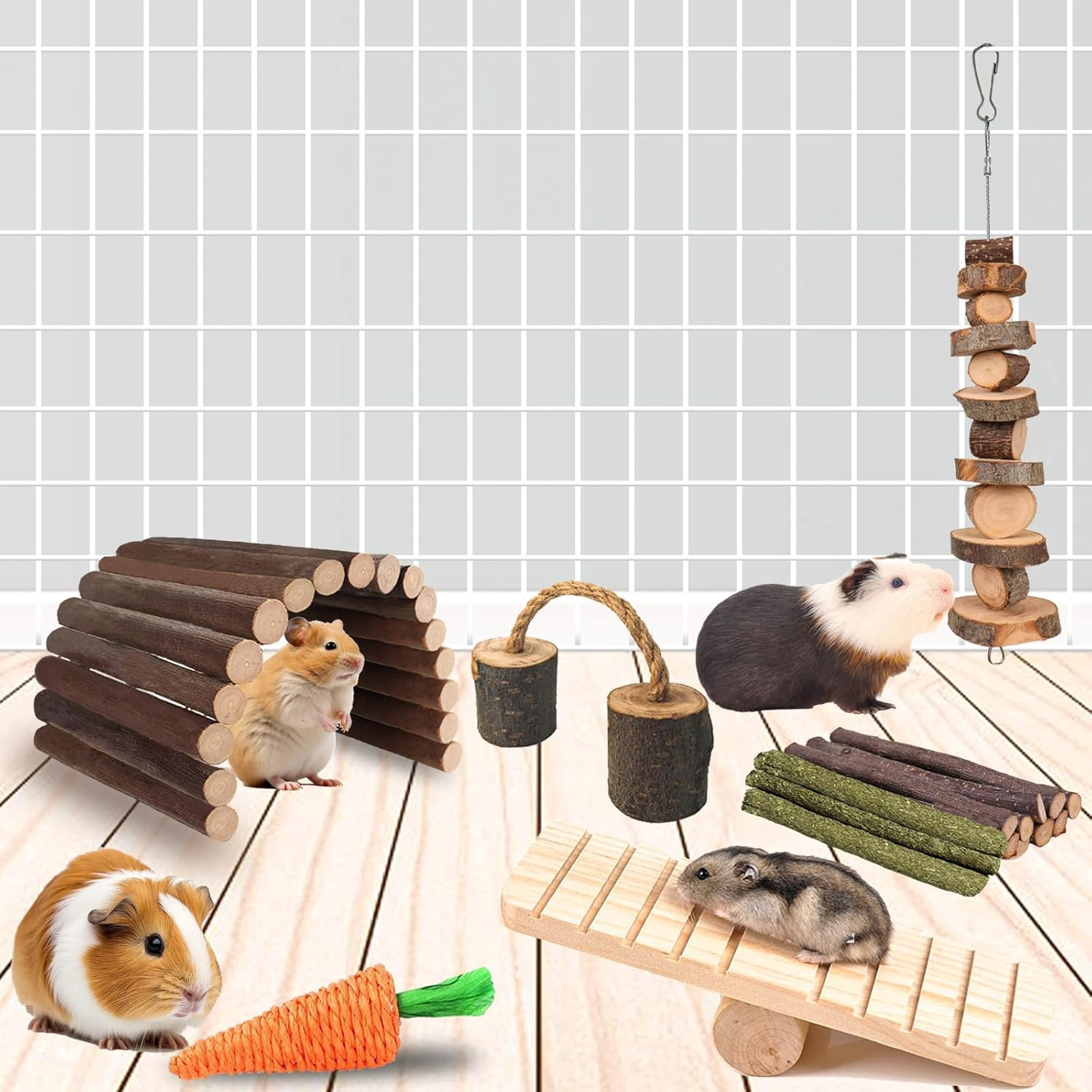 Hamster Toys, Guinea Pig Chew Toys Small Animal Enrichment Toys Cage Accessories