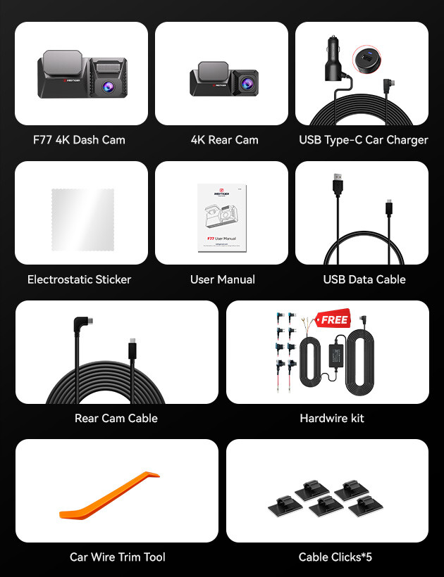 REDTIGER F77 Dash Cam 4K+4K Starvis2 Dual IMX678 Voice Control 5.8GHz WIFI