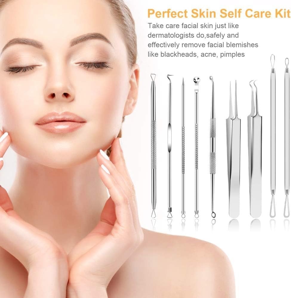 Acne Needle Blackhead Remover - Pimple & Comedone Extractor Tool Kit with Tweeze