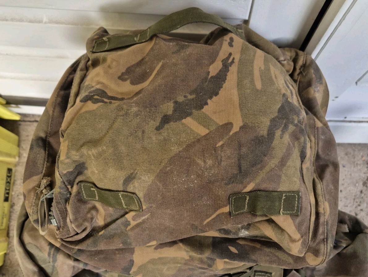 GENUINE BRITISH ARMY BERGEN RUCKSACK DPM LONG BACK 120L SIDE POUCHES +YOKE 1995