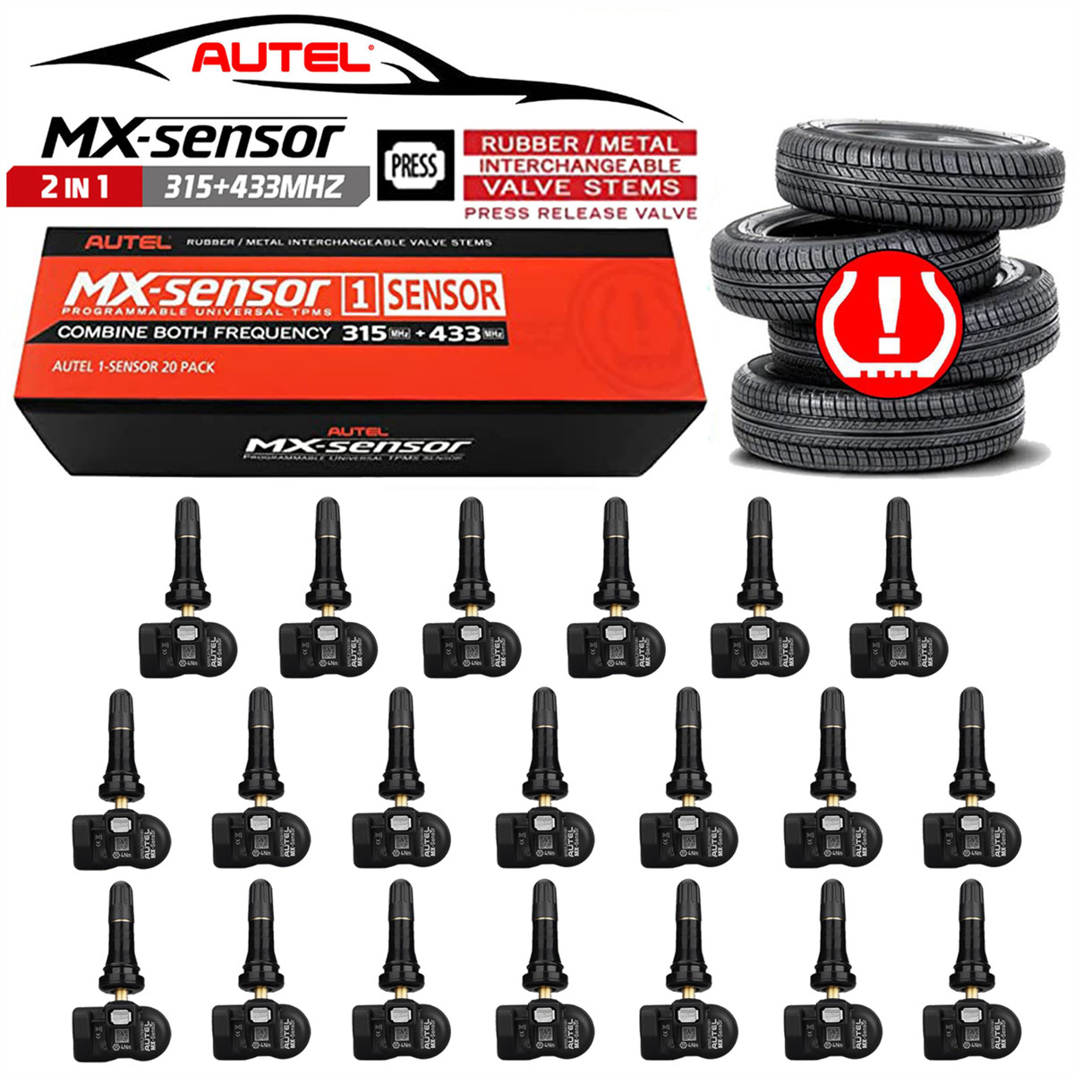 Autel 300010 TPMS Sensor Bulk Pack 20 Programmable Sensors Dual Frequency