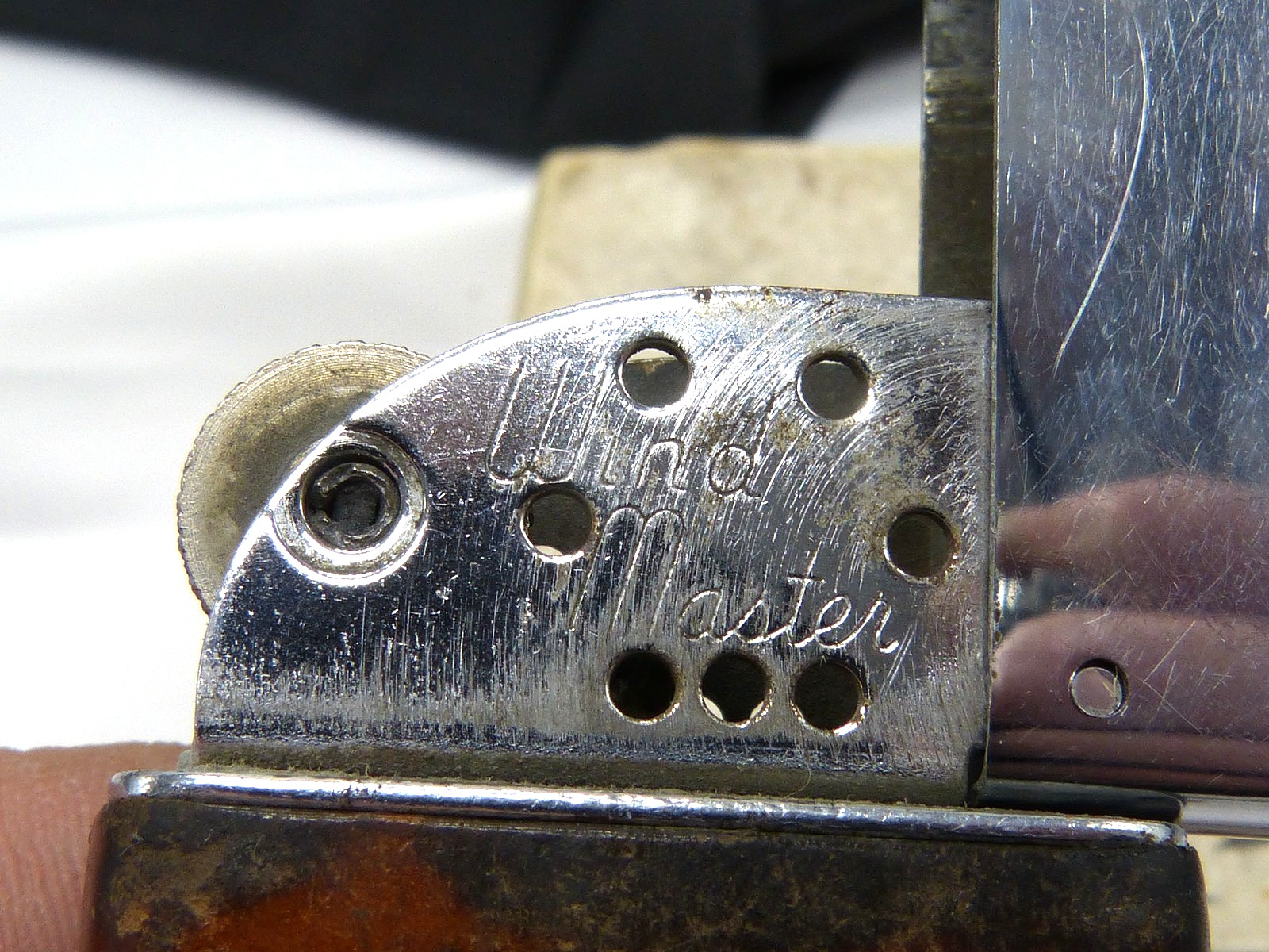 Vintage Wind Master Advertising Lighter Union National Bank Troy NY - Leather