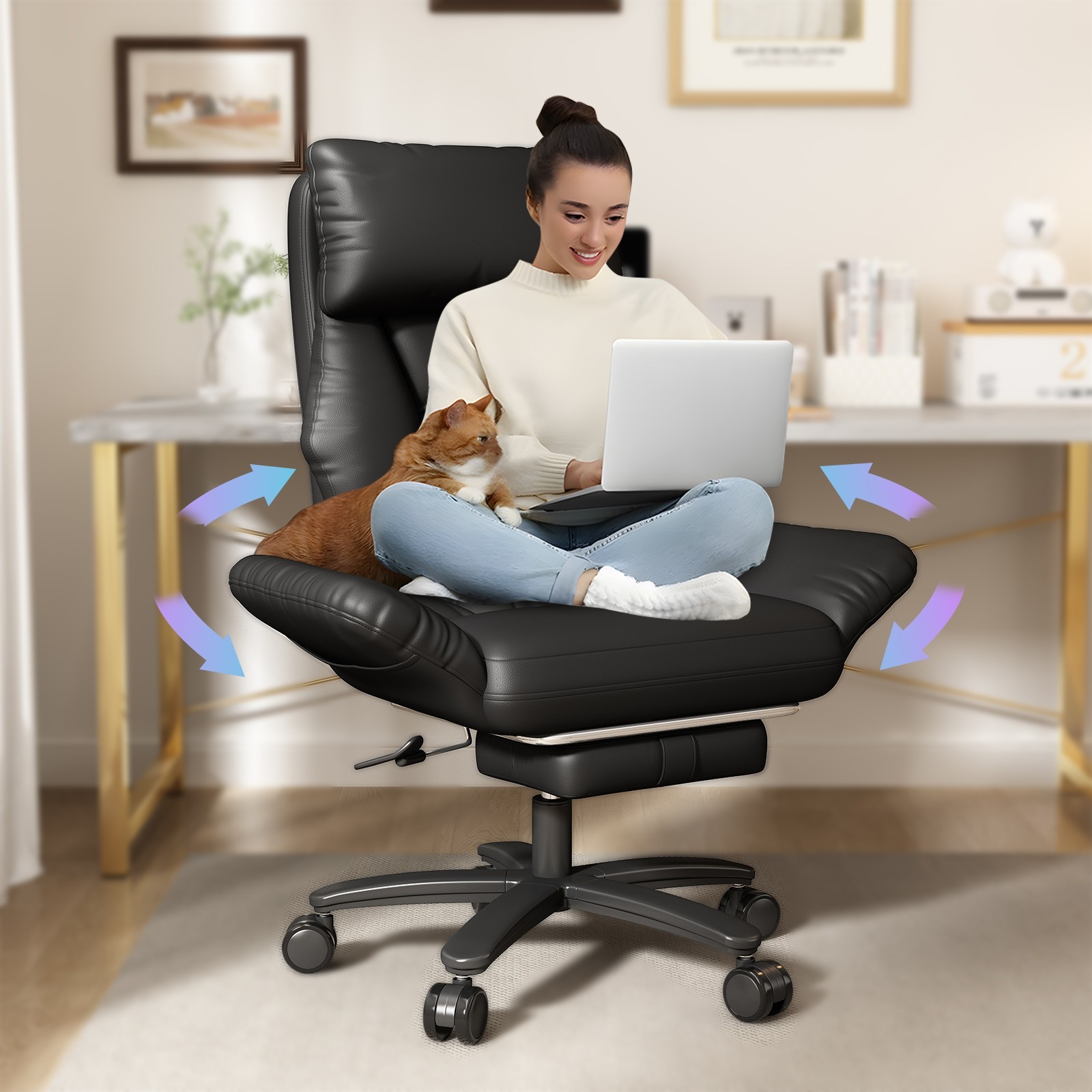 Big and Tall Office Chair Executive Desk Chair with Footrest High Office Chair