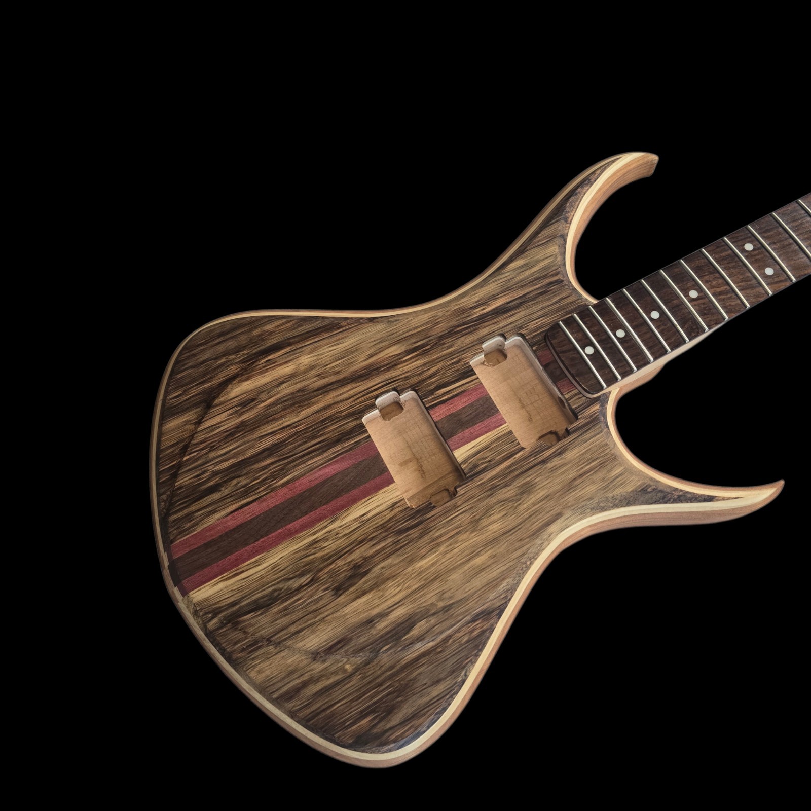 Alembic Style Custom Guitar Body 1 of a Kind Handmade Black Limba/Alder Luthier