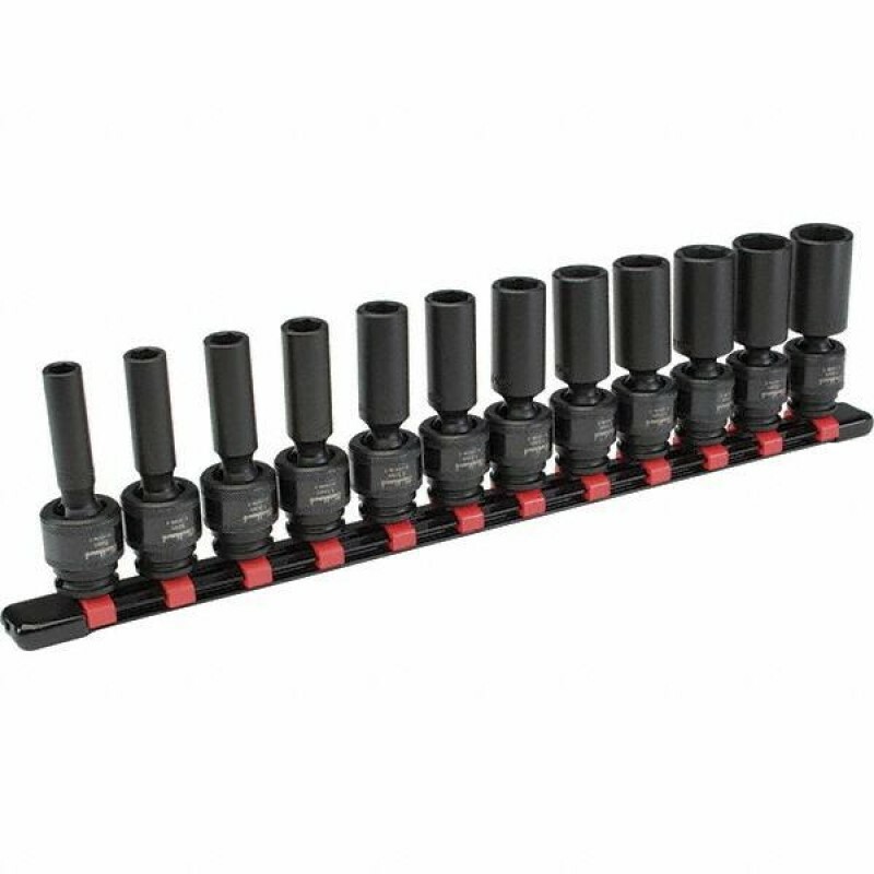 12 Proto Blackhawk 3/8" Deep Impact Universal Swivel Flex Socket Set SAE U-1612S