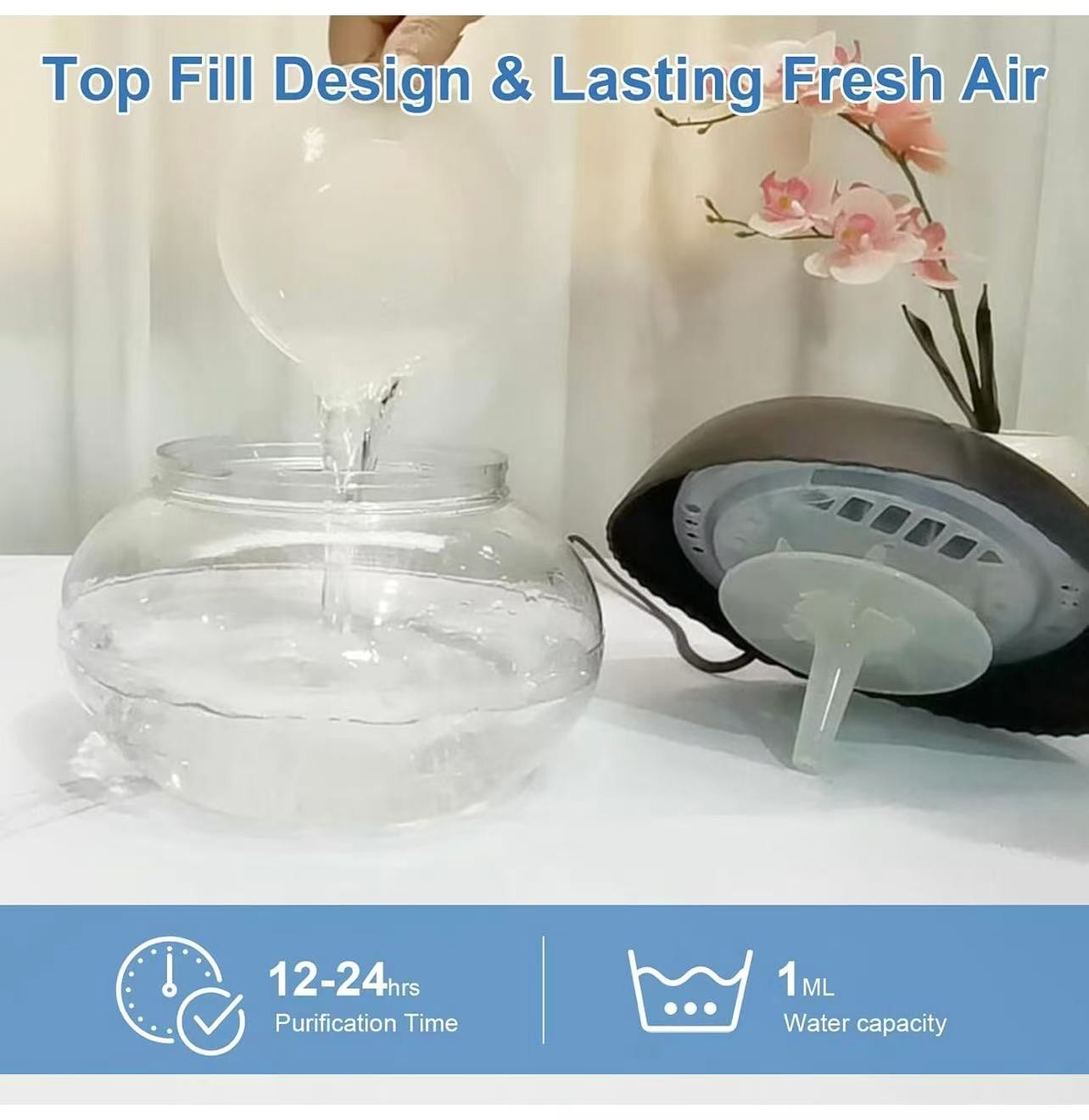 Water-Based Purifier Air Washer,Air Revitalizer,Freshener, colorful lights,Black