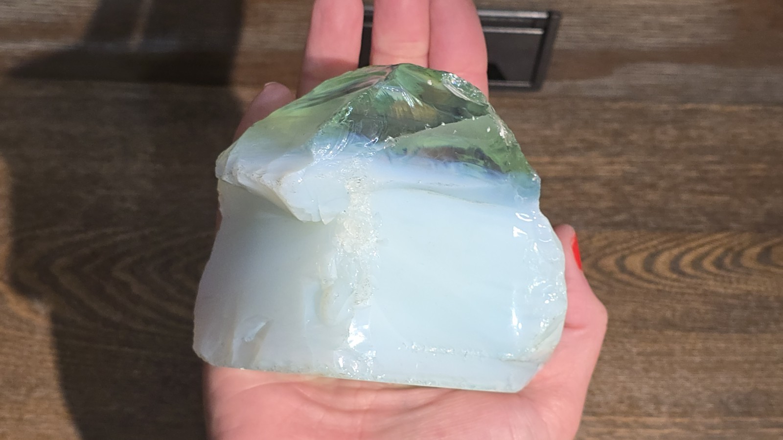 Aqua & Opalite Layered Slag Glass Rock Chunk 27oz 4 inches Landscape Aquarium