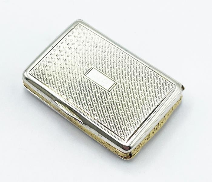 FRENCH SILVER PILL BOX 19th CENTURY GOLD WASH INTERIOR