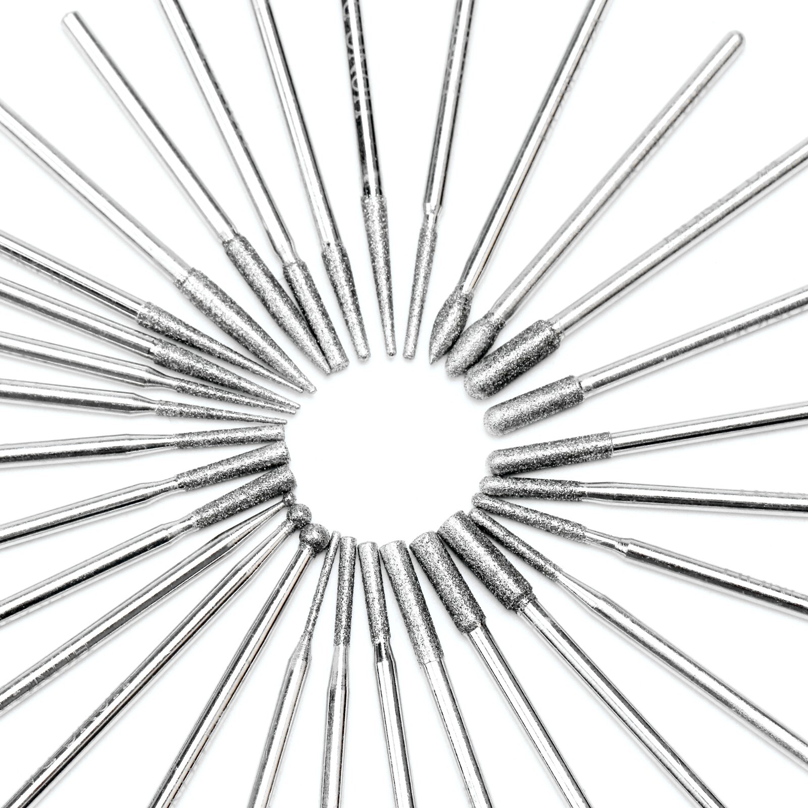 30Pcs Diamond Grinding Bits Set Stone Carving Tools for Dremel 1/8" 3/32" Shank