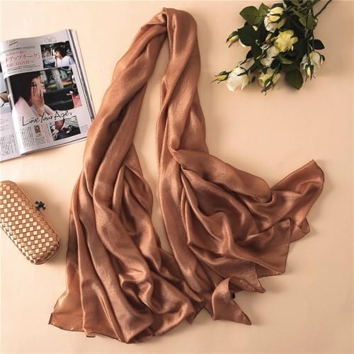 Scarves for Women Lightweight Sheen Scarf Elegant Pashmina Shawls and D-brown
