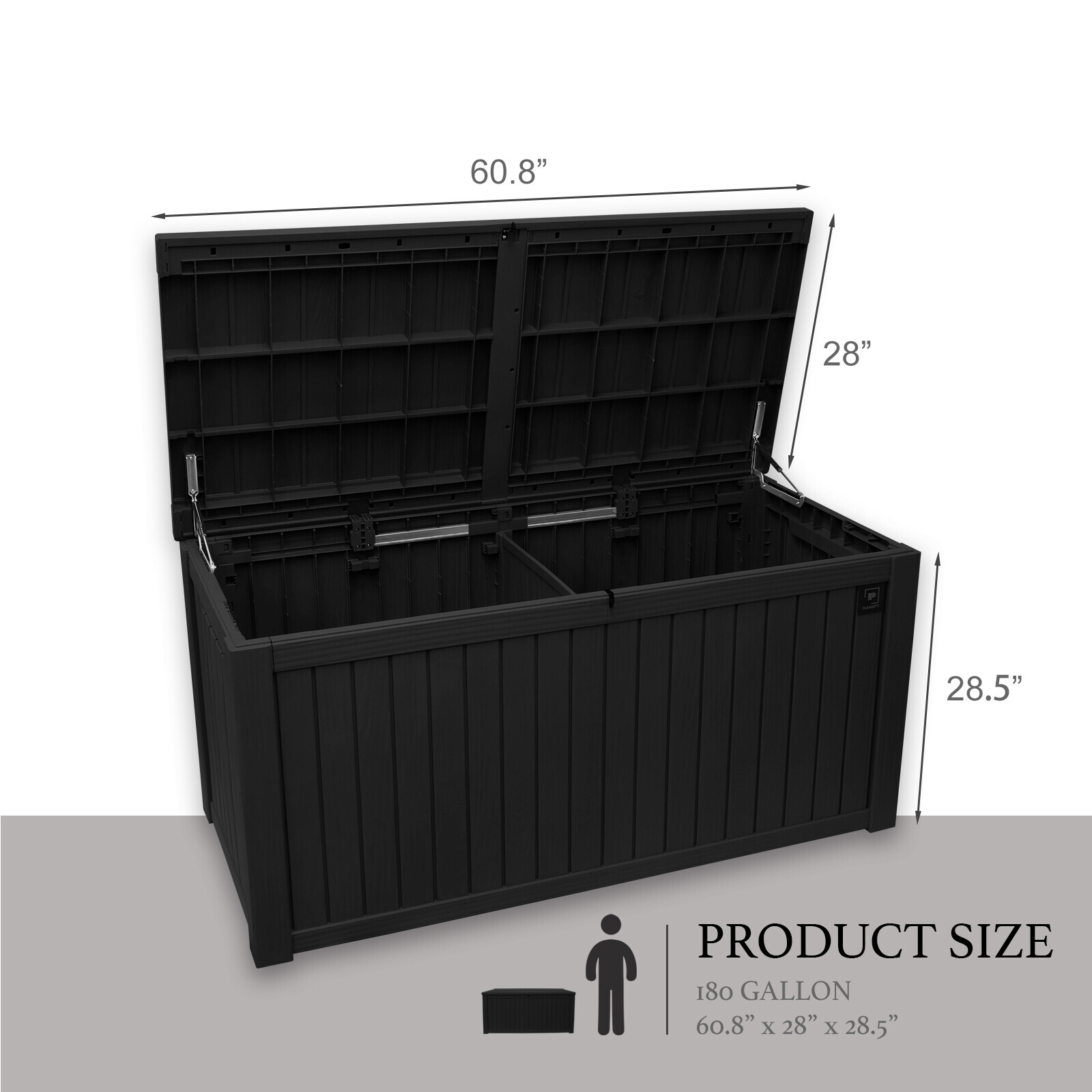 180 Gallon Deck Box Storage Outdoor Garden Patio Chest Organizer Furniture Black