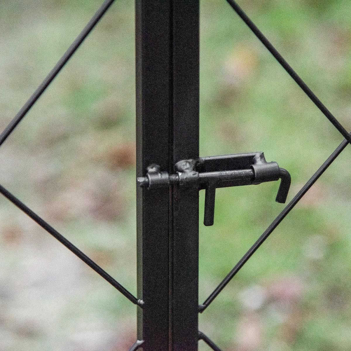 Garden Arbor Trellis with Gate Outdoor Arch Scrollwork for Climbing Plant Vines