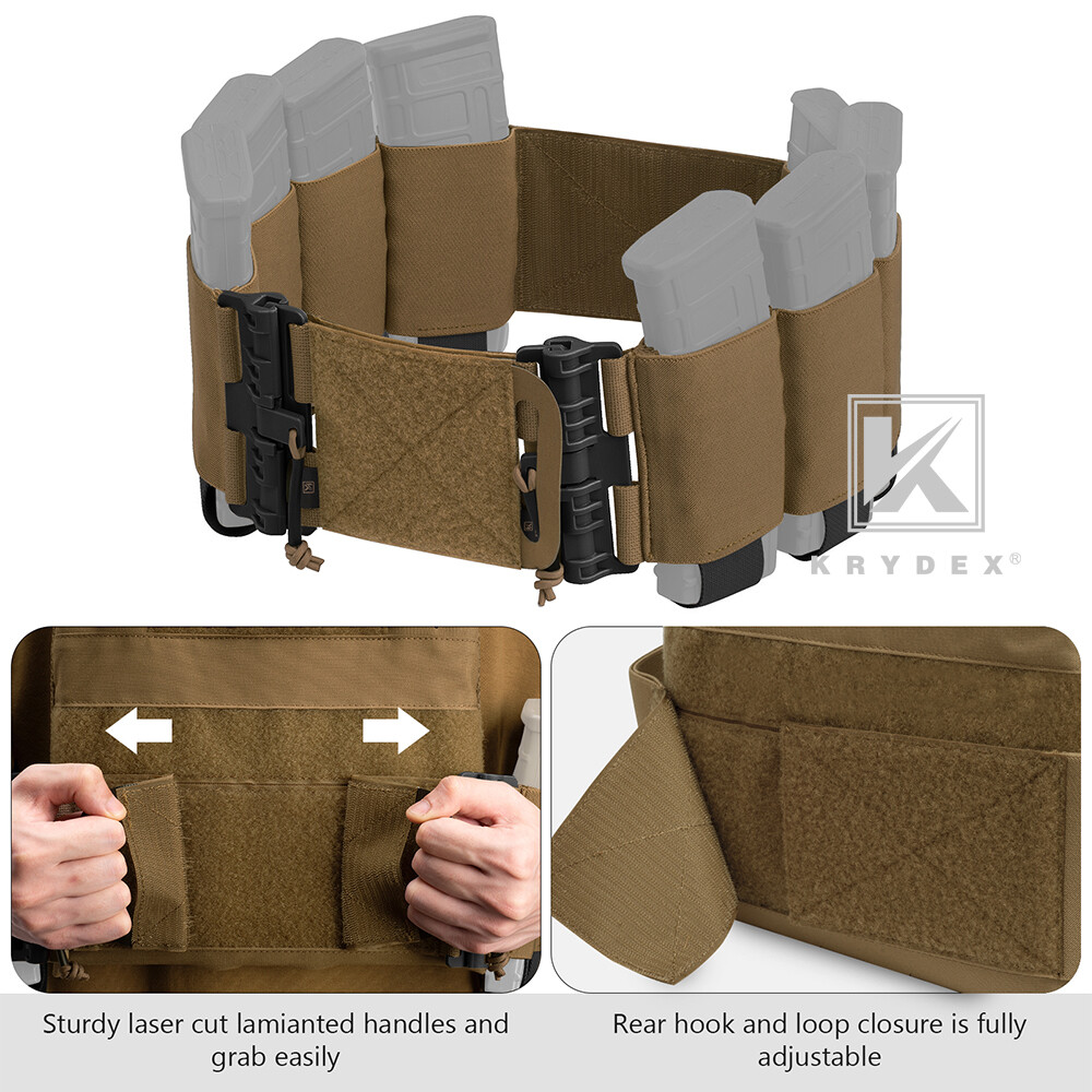 KRYDEX Elastic Carry Cummerbund Quick Release Mag Pouch for Armor Plate Carrier