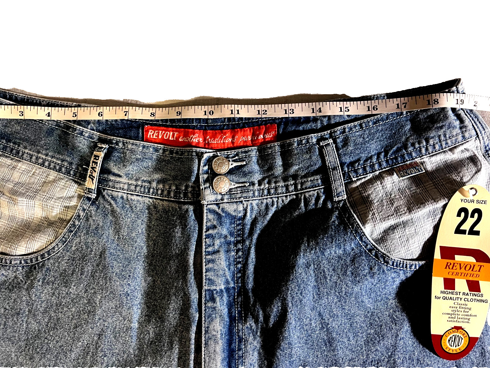 Revolt Ladies Vintage Medium Wash "Bareback" Shorts SIZE 22