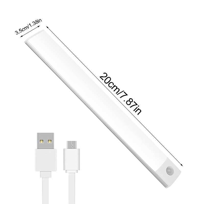 LED Motion Sensor Cabinet Closet Light Under USB Rechargeable Kitchen Strip Lamp