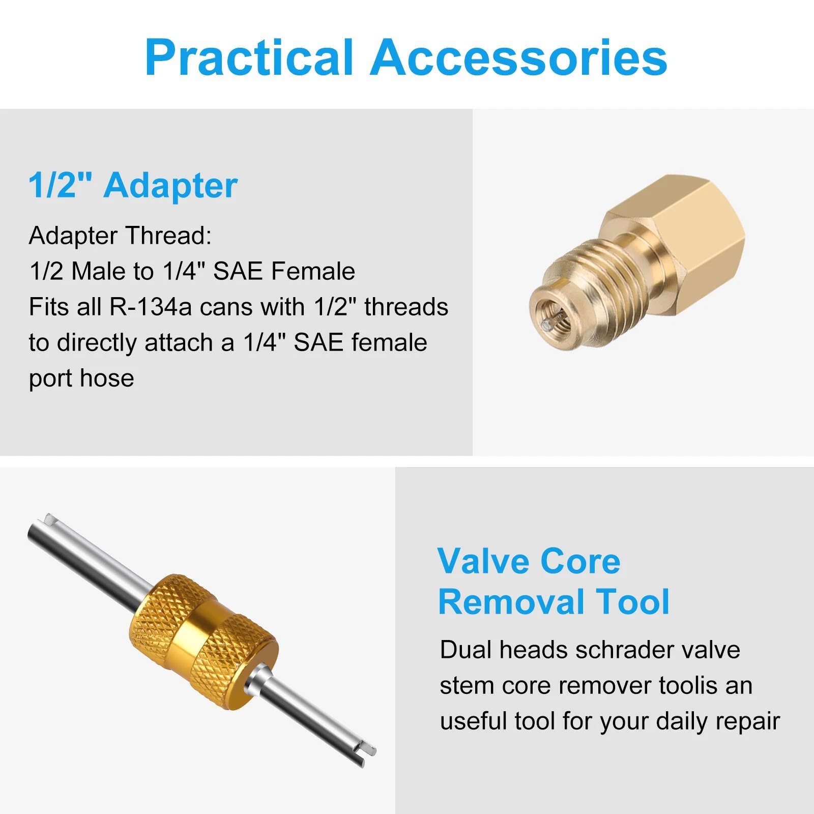 R1234YF Can Tap Valve Kit Self-Sealing & Puncture w/ Adapter for A/C Refrigerant