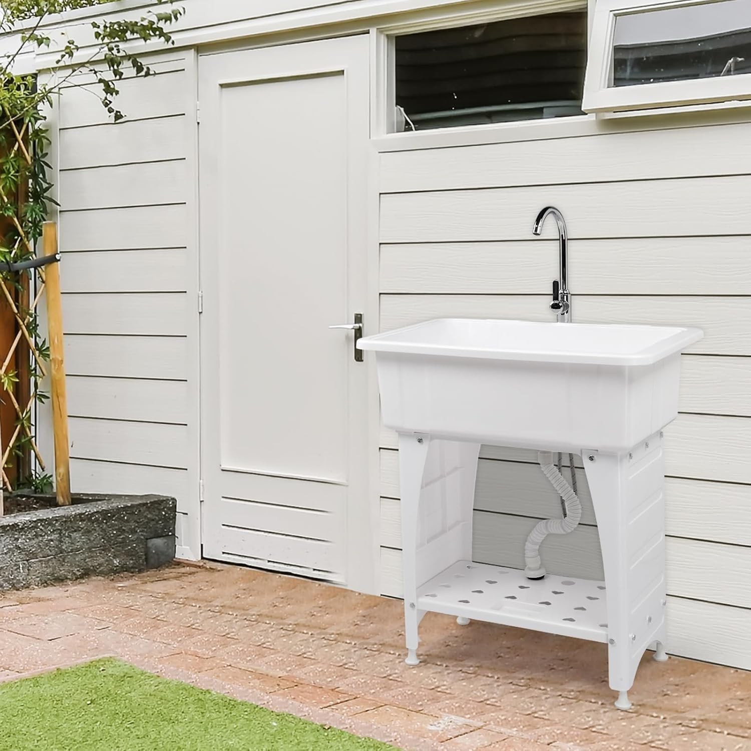 32.3"L x 22.4"W x 49.6"H Heavy Duty Utility Sink Laundry Tub for Washing Room