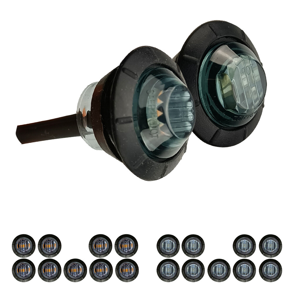 20X 3/4" LED Side Marker Lights Truck Trailer Round Amber Bullet Clearance Lamp