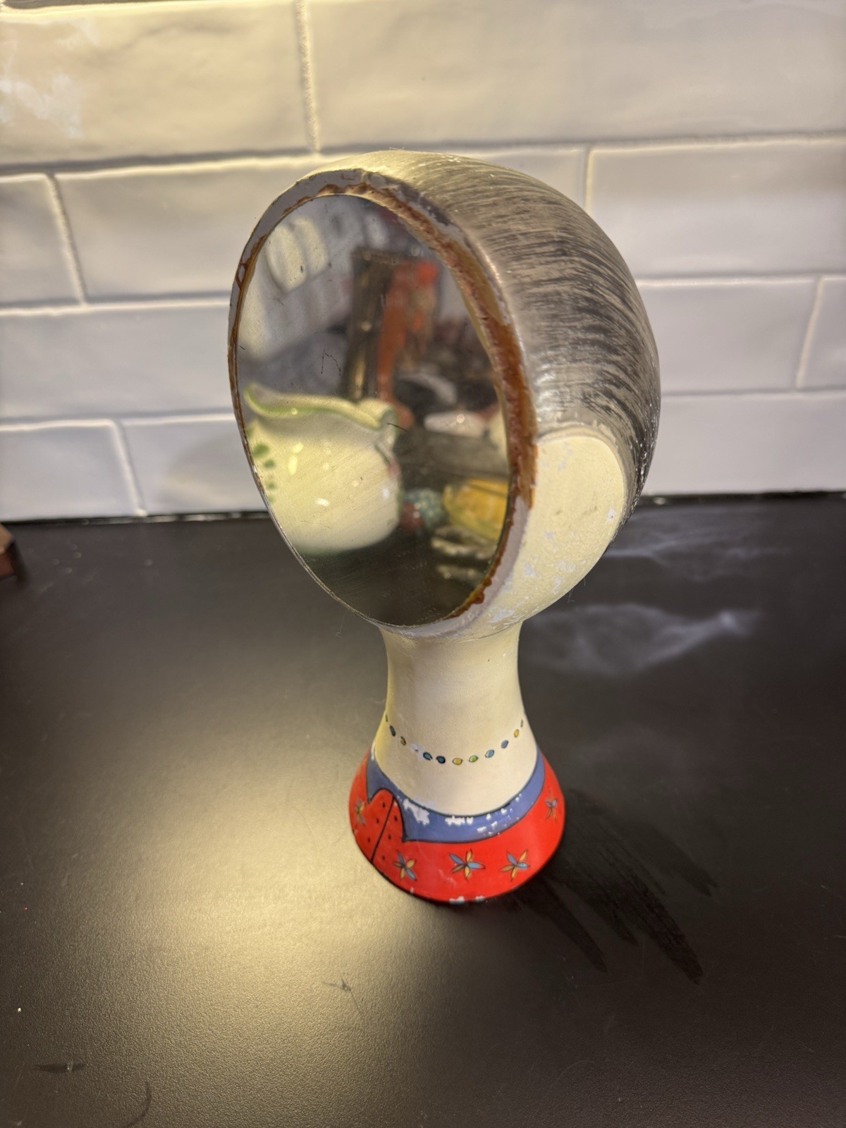 Vintage Stangl Mannequin Head Hat Wig Stand Mirror