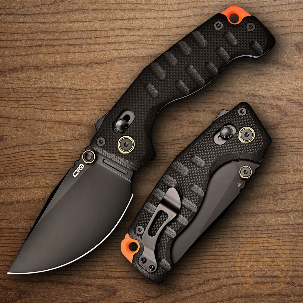 CJRB Doubletap Folding Knife 3⅞" D2 Tool Steel Drop Point Blade Black G10 Handle