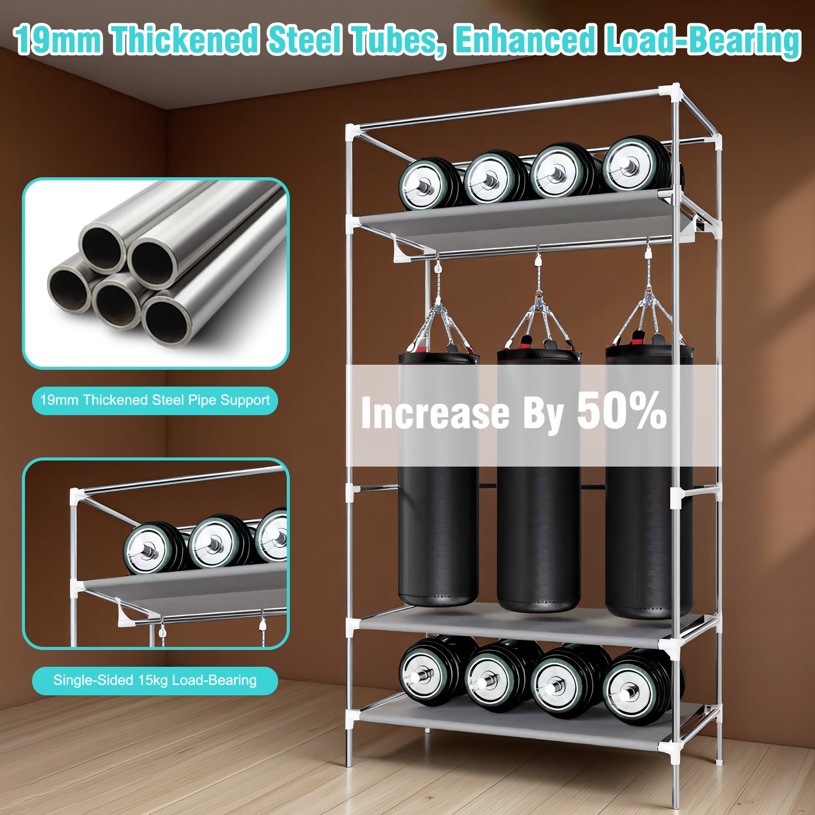 Portable Closet Wardrobe Clothes Rack Storage Organizer Shelf Stand w/ 3 Drawers